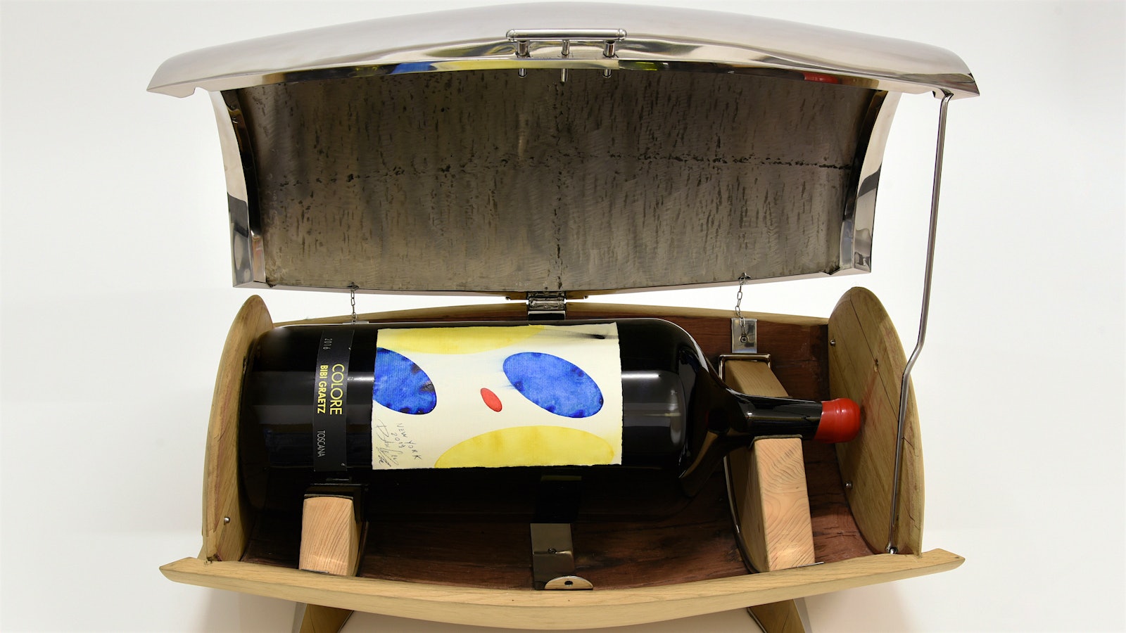 A 27-liter goliath bottle of 2016 Bibi Graetz Colore wine from Tuscany.